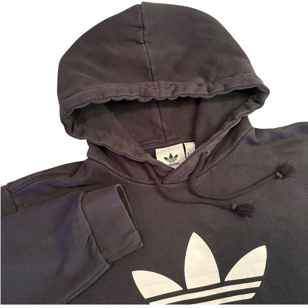 VTG Adidas‎ Hoodie Black and White Sz Medium *FLAWS*